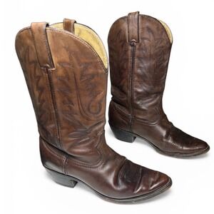 Western Cowboy Boots Pointed Toe Leather Durango Brown Embroidered Women 7M